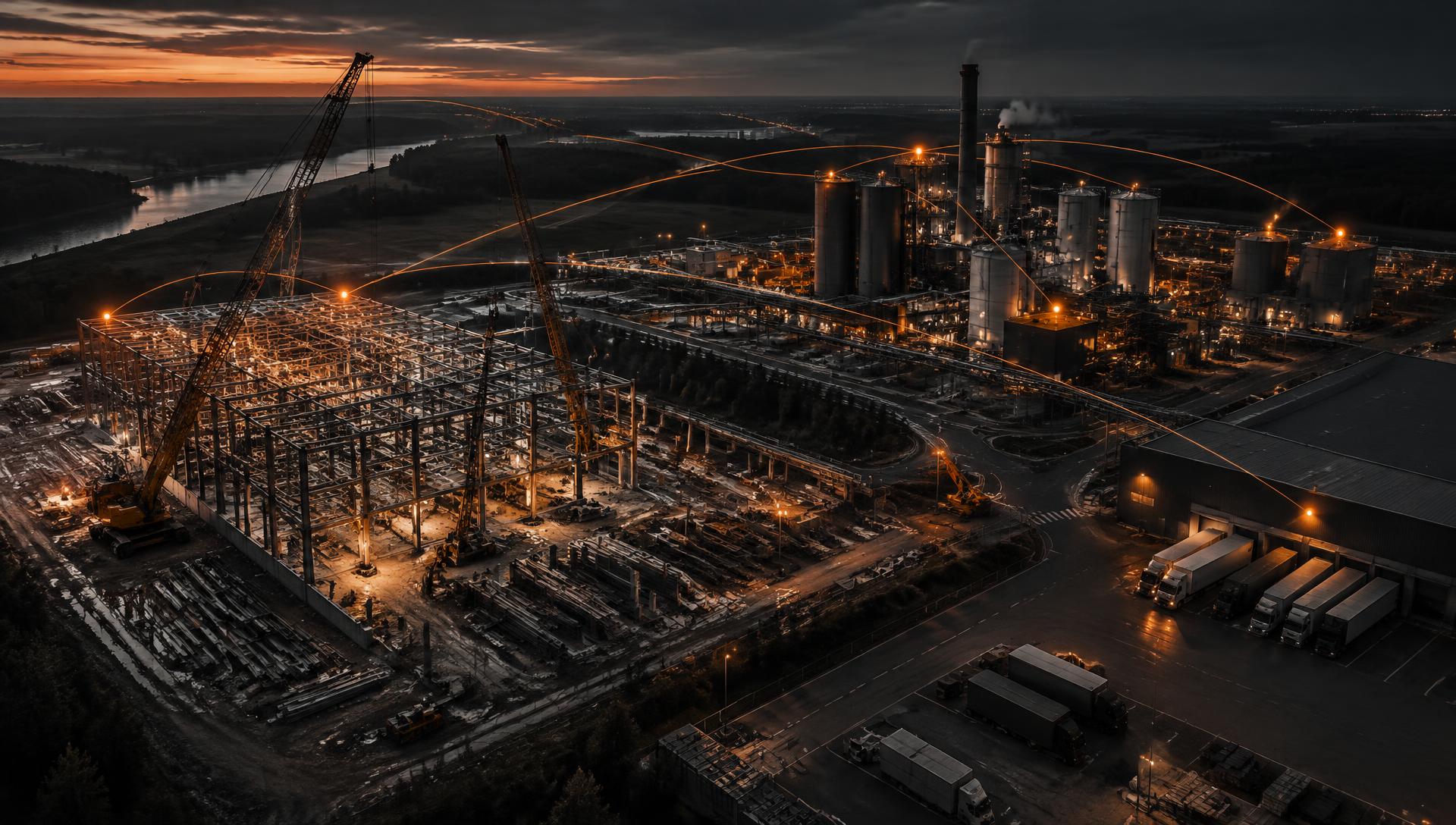 Plant skyline at dusk